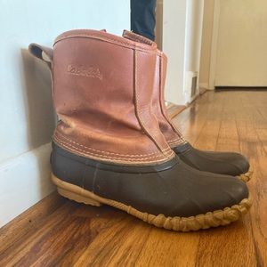 Cabelas Steel Shank Leather Rubber Winter Rain Duck Boots Women 8 Pull On